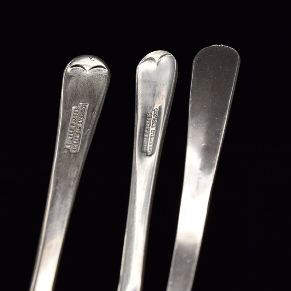 Set 2 Sheffield England Fork Silverplate & 1 Unmarked Spoon Stainless Child 5" - Picture 13 of 13